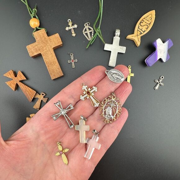 Lot Mix Cross Pendants Christian Religious Catholic Faith Vintage Now Handmade - Picture 4 of 14